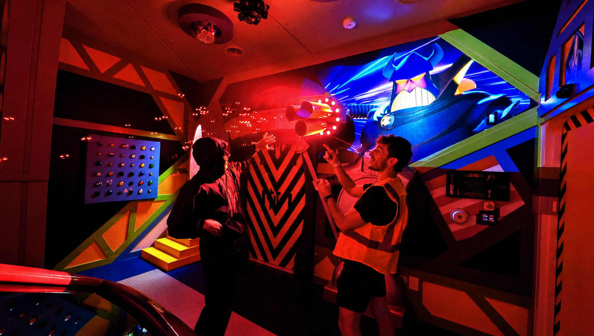 FrenchieFries inside the Space Adventure room as the villain appears
